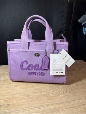 Coach Lavender Canvas Small Tote with Embroidered Logo NWT-Free gift included